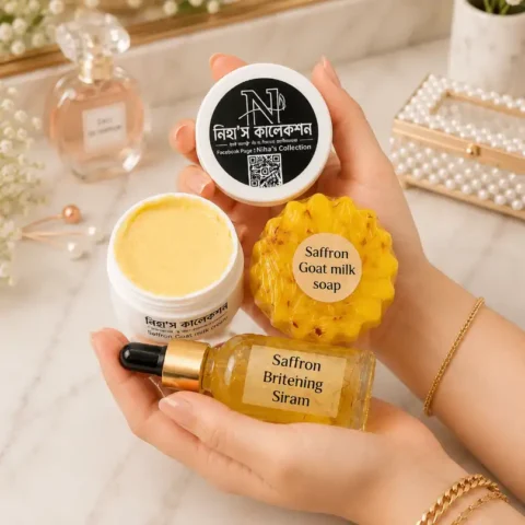 Saffron Skincare Combo (Night Cream + Goat Milk Soap + Brightening Serum)